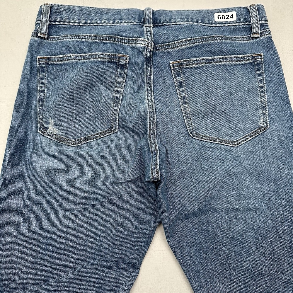Uniqlo Kaihara Jeans 32x32 Slim Straight Light Blue Stretch Denim Distressed